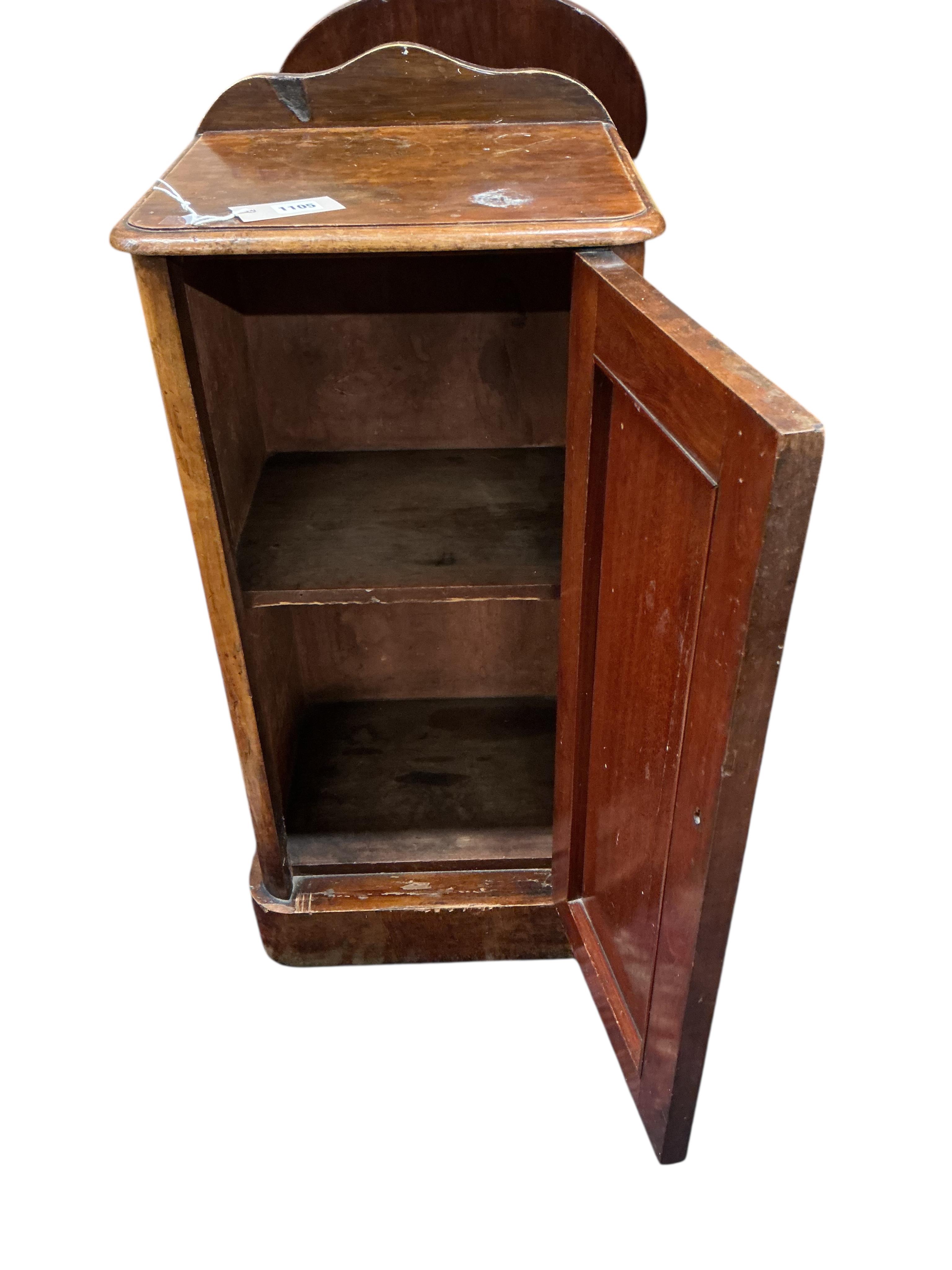 A Victorian mahogany bedside cupboard, width 37cm, depth 32cm, height 80cm
